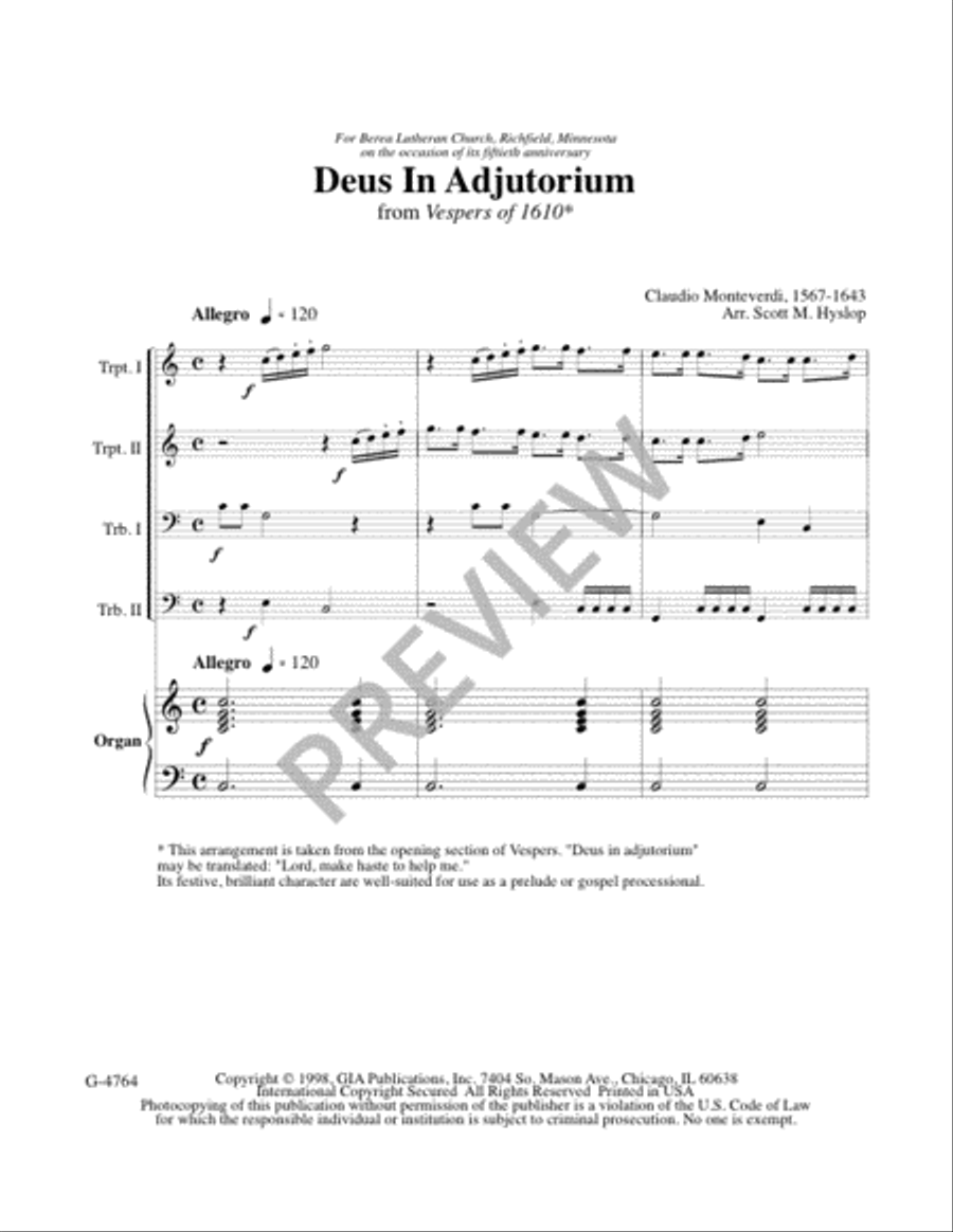Deus in Adjutorium Trombone scores gallery preview page 2