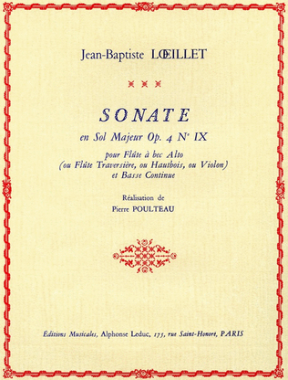 Book cover for Sonate Op.4, No.9 In G Major (flute & Continuo)