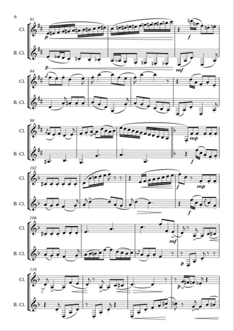 Sonatina For Clarinet And Bass Clarinet (Originally for clarinet and bassoon) Woodwind Duet scores gallery preview page 6