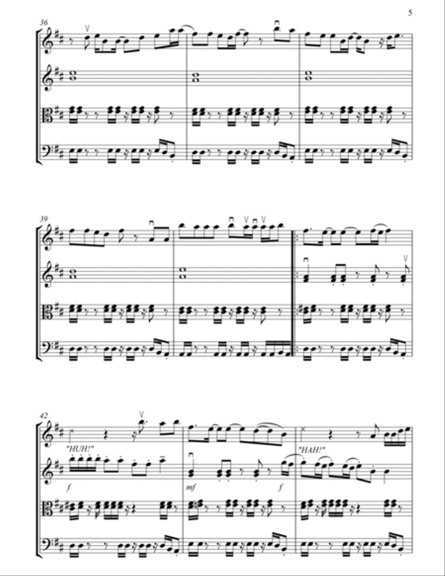 Kung Fu Fighting String Quartet scores gallery preview page 5