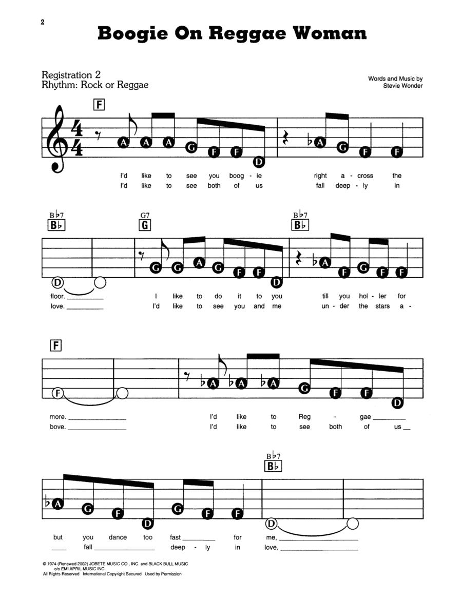 Boogie On Reggae Woman Electronic Keyboard scores gallery preview page 1