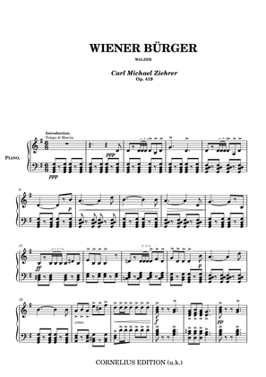 Book cover for Wiener Burger Walzer (Citizens of Vienna) Op 419 for Piano solo