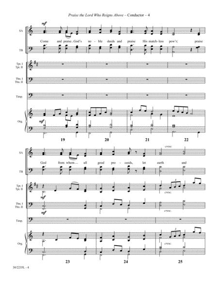 Praise the Lord Who Reigns Above - Brass and Timpani Score/Parts image number null