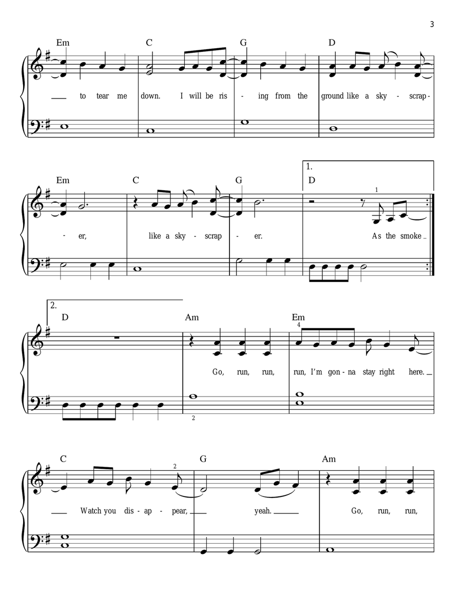 Skyscraper Easy Piano scores gallery preview page 3