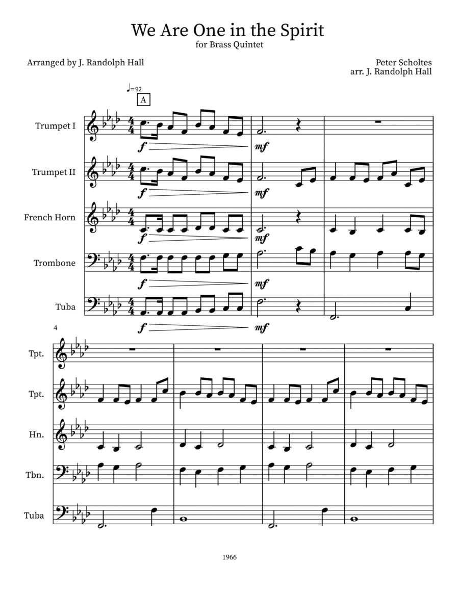 We Are One in the Spirit Small Ensemble scores gallery preview page 1