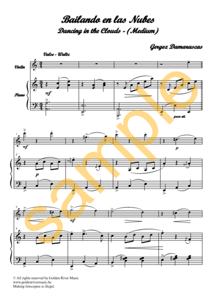 Bailando en las nubes rosas / Dancing on pink clouds for violin Violin Solo scores gallery preview page 2