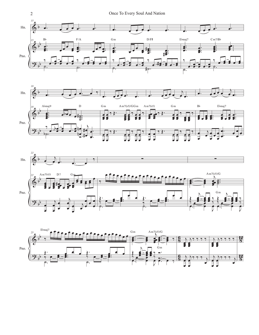 Once To Every Soul And Nation (French Horn solo and Piano) Piano scores gallery preview page 3