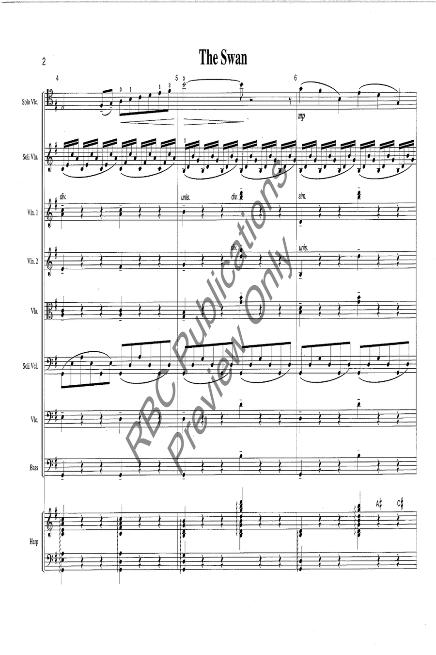 Swan Solo Cello With Orchestra String Orchestra scores gallery preview page 5