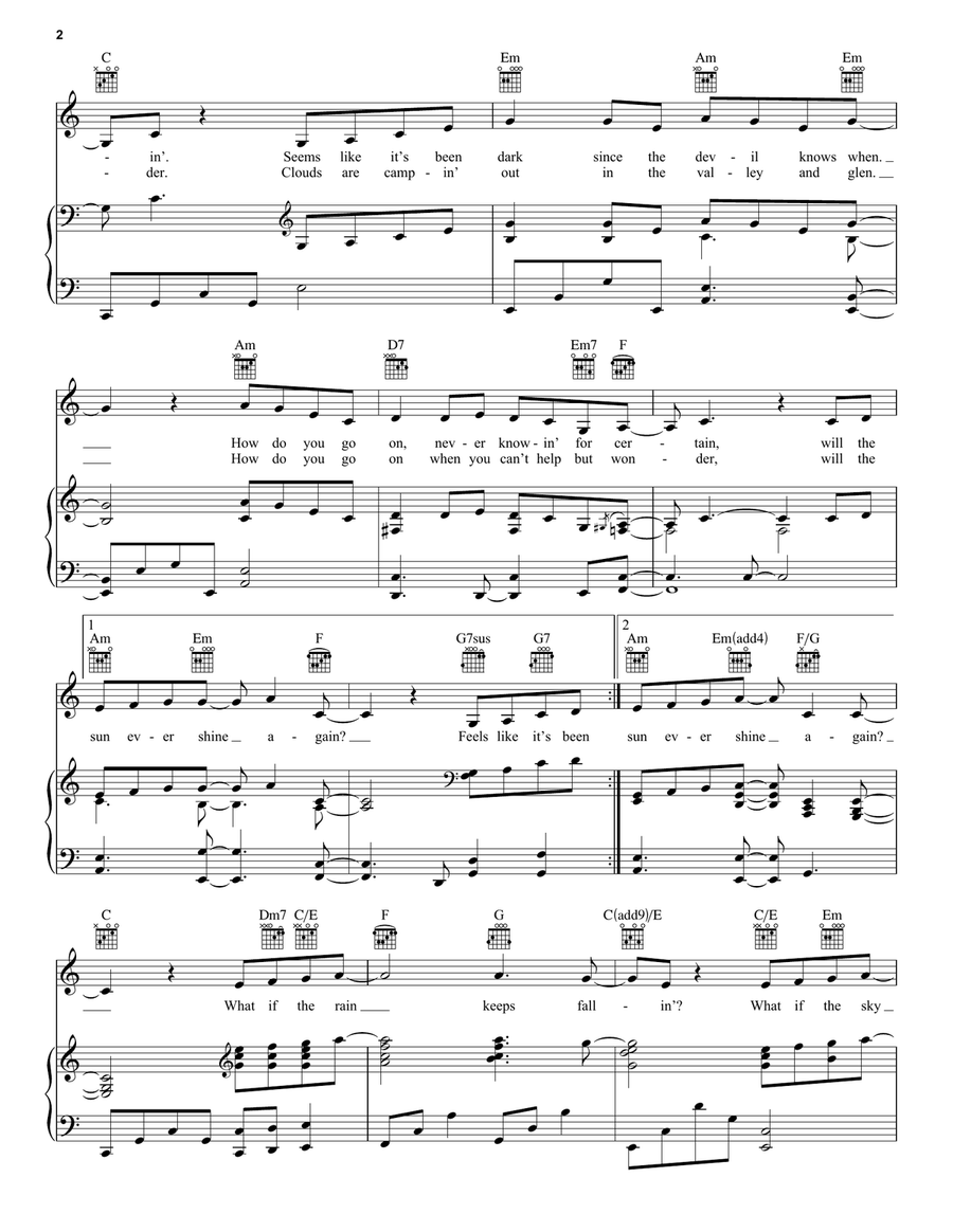 Will The Sun Ever Shine Again Piano, Vocal, Guitar scores gallery preview page 2