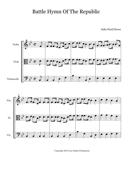 Patriotic Hymns For String Trio - violin, viola, and cello