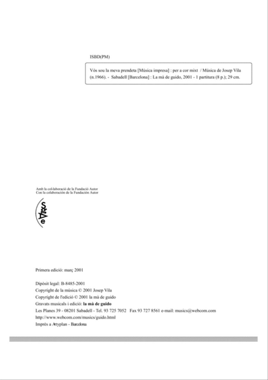 Vós sou la meva prendeta 4-Part scores gallery preview page 2