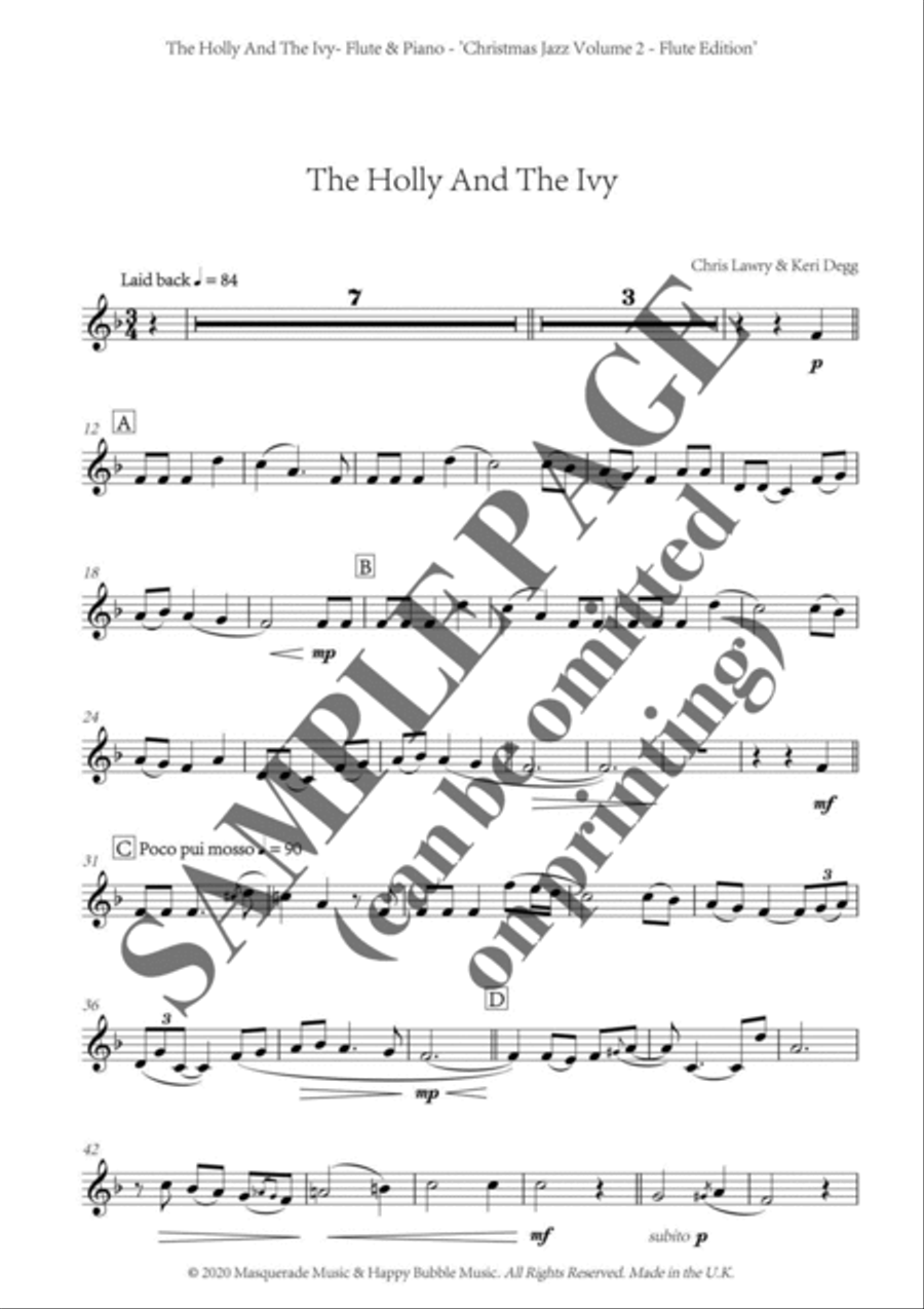 Christmas Jazz Volume 2 for Flute; Five Christmas/Holiday pieces in Jazz Styles. Flute Solo scores gallery preview page 5