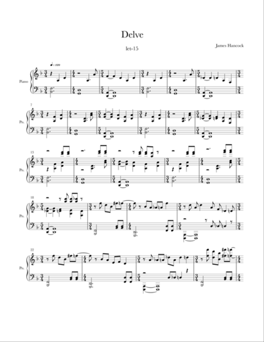 Delve Delve Piano Solo scores gallery preview page 1