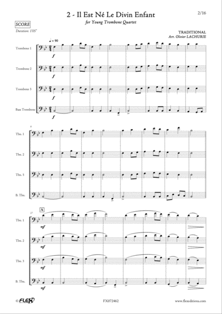 8 Chants de Noel Trombone Quartet scores gallery preview page 3