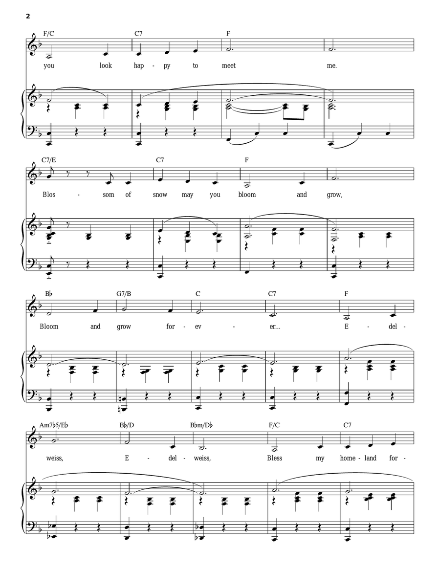Edelweiss Edelweiss Piano, Vocal scores gallery preview page 2