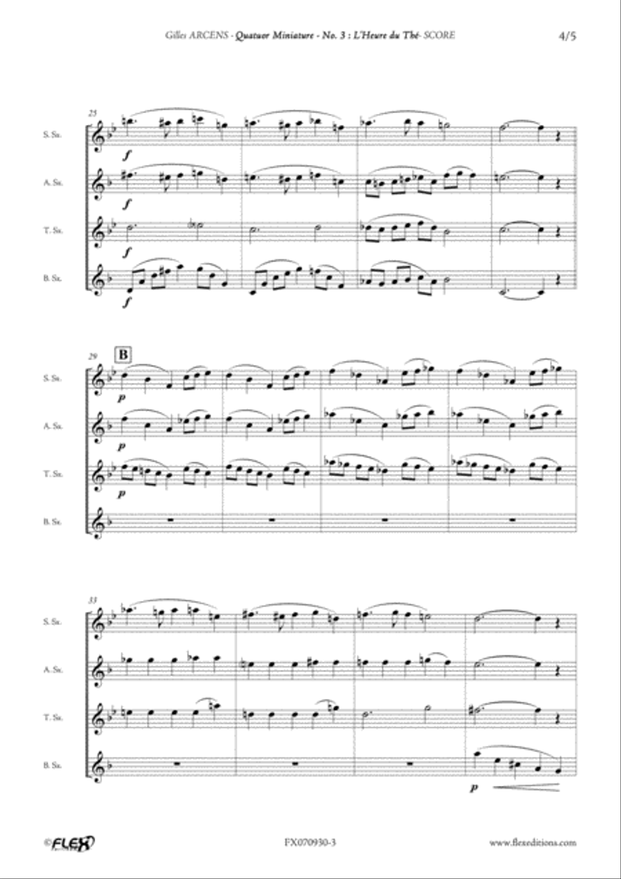 Quartet Miniature No. 3 Saxophone Quartet scores gallery preview page 4
