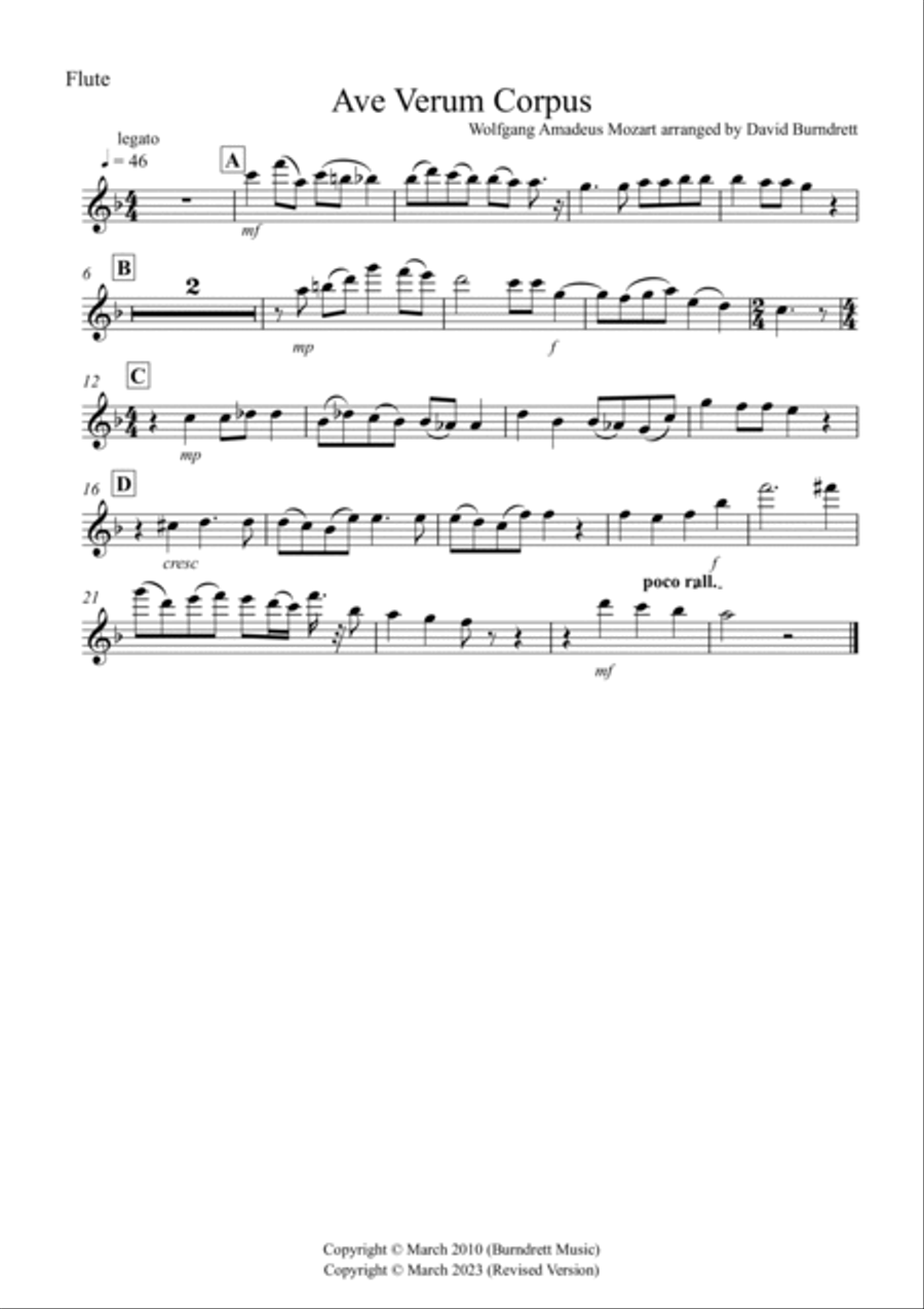 Ave Verum Corpus for Wind Quintet Ave Verum Corpus for Wind Quintet Woodwind Quintet scores gallery preview page 2