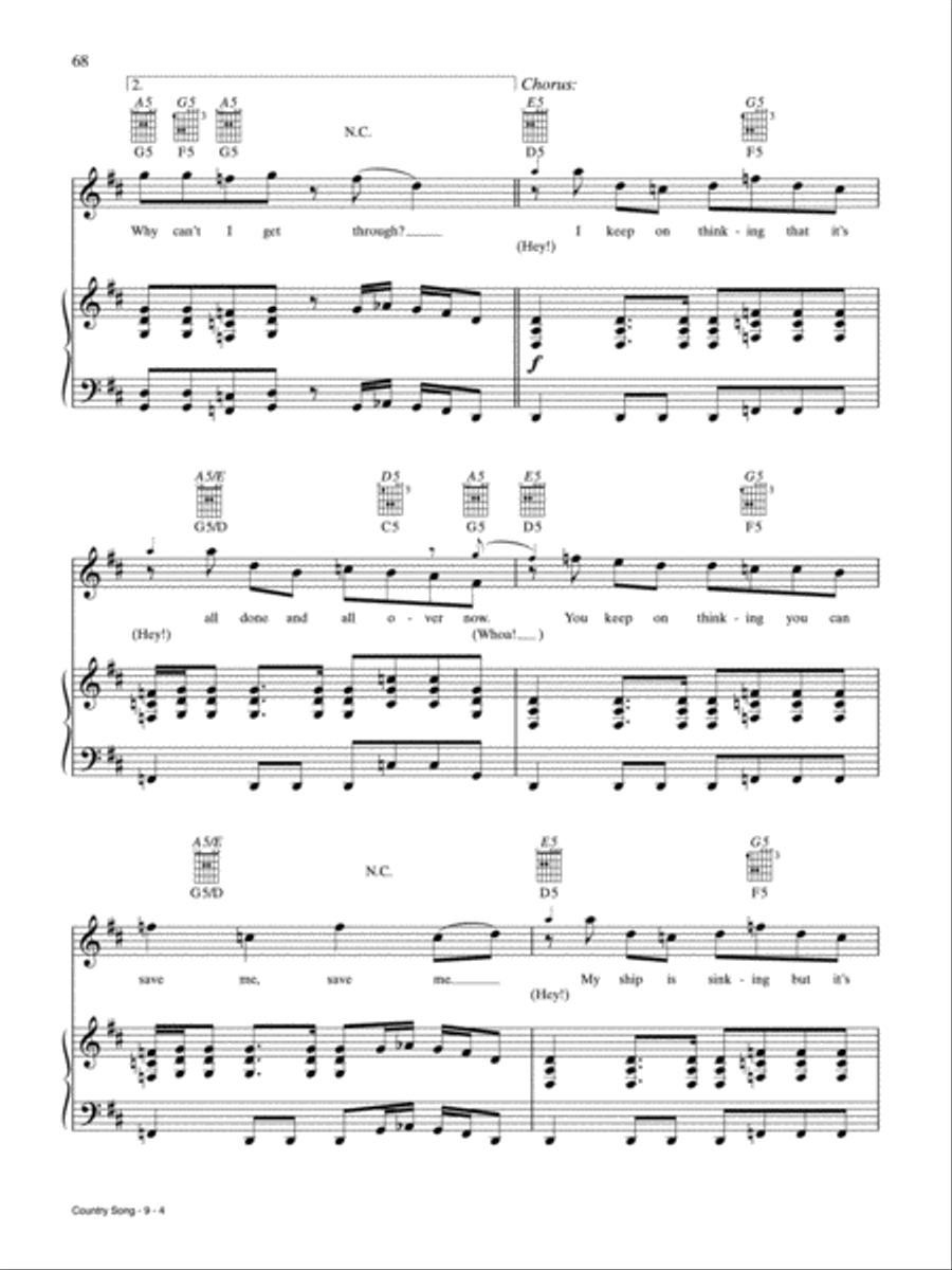 Country Song Piano, Vocal, Guitar scores gallery preview page 4