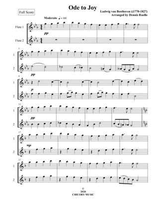 Ode to Joy - Flute Duet - Intermediate