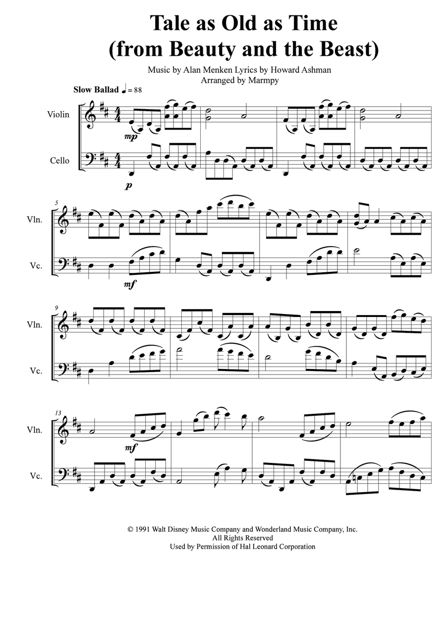 Beauty And The Beast Score scores gallery preview page 1