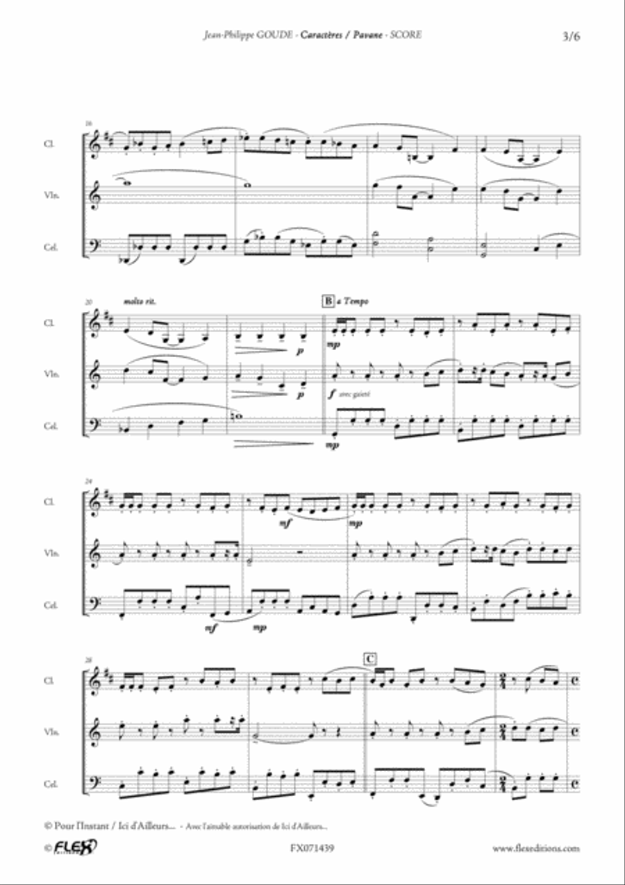 Caracteres Pavane B-Flat Clarinet scores gallery preview page 3