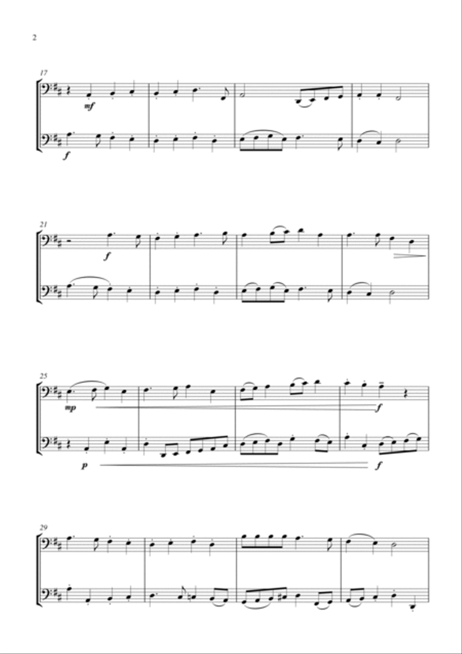 Deck the Halls (for cello duet, suitable for grades 2-6) String Duet scores gallery preview page 2
