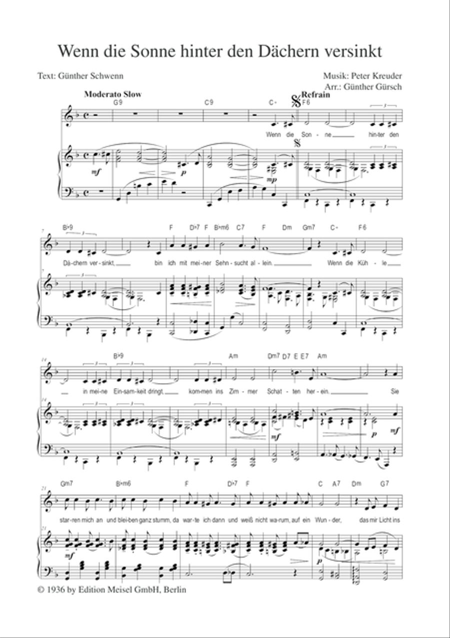 Wenn die Sonne hinter den Dachern versinkt Voice scores gallery preview page 3