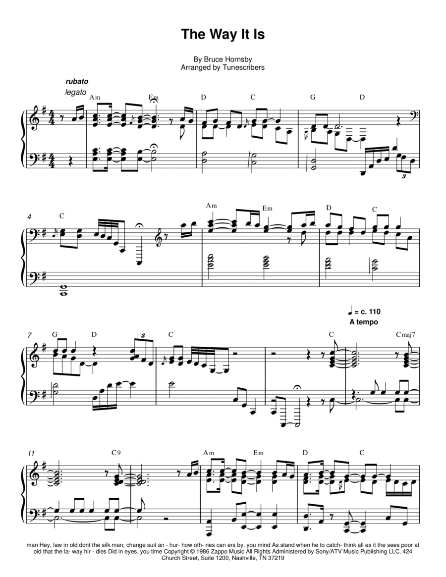 The Way It Is Piano Solo scores gallery preview page 1