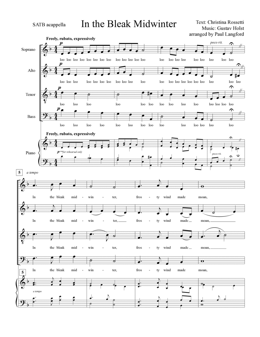 In The Bleak Midwinter In The Bleak Midwinter 4-Part scores gallery preview page 1