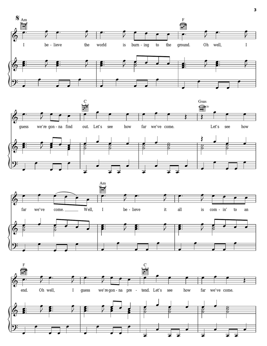 How Far We've Come Piano, Vocal, Guitar scores gallery preview page 3