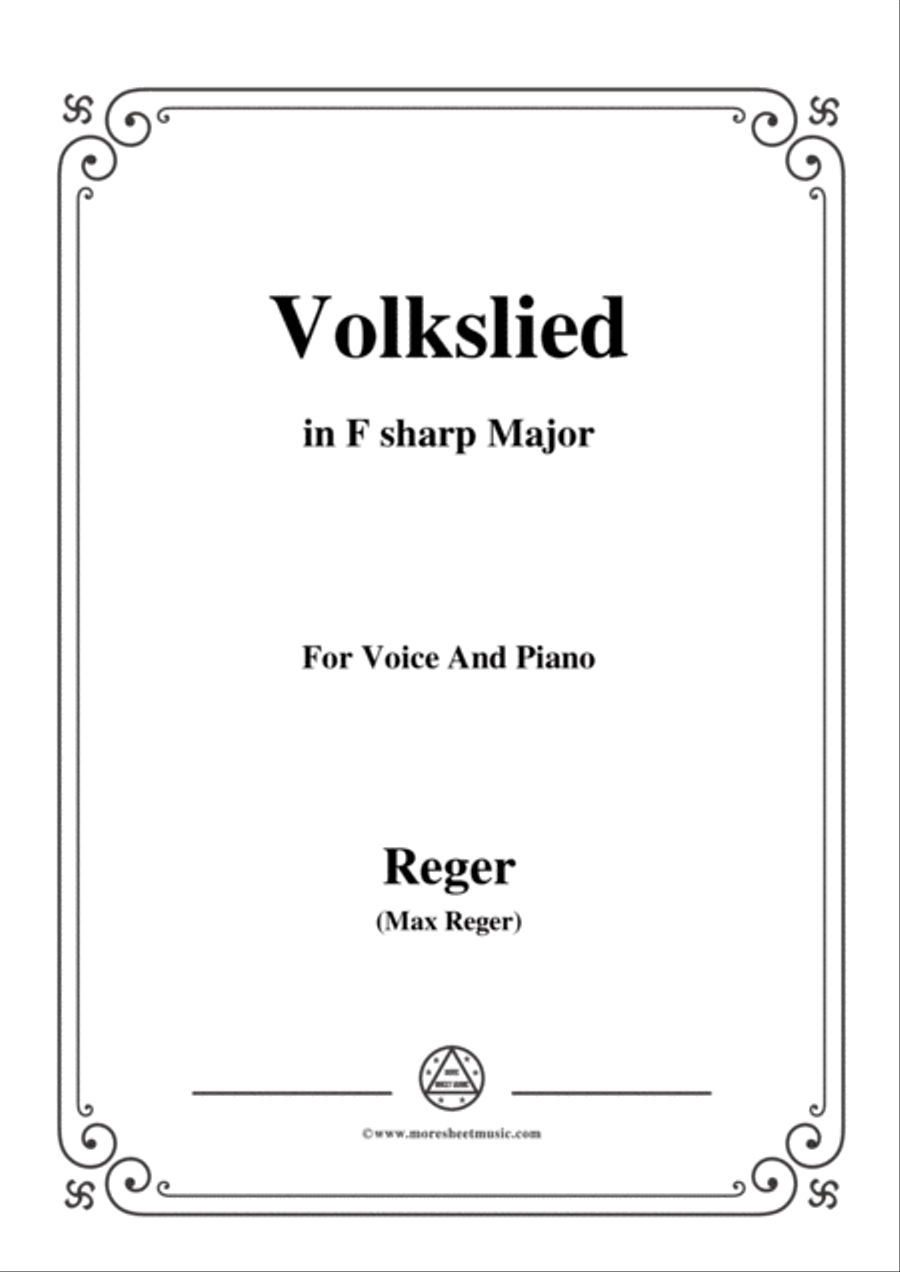 Reger-Volkslied in F sharp Major,for Voice and Piano Voice Solo scores gallery preview page 1