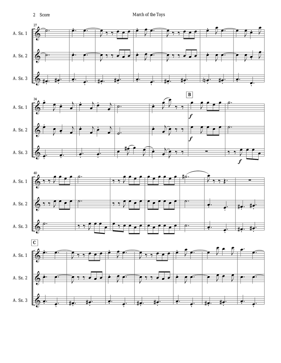 March of the Toys by Victor Herbert set for Saxophone Trio Woodwind Trio scores gallery preview page 2