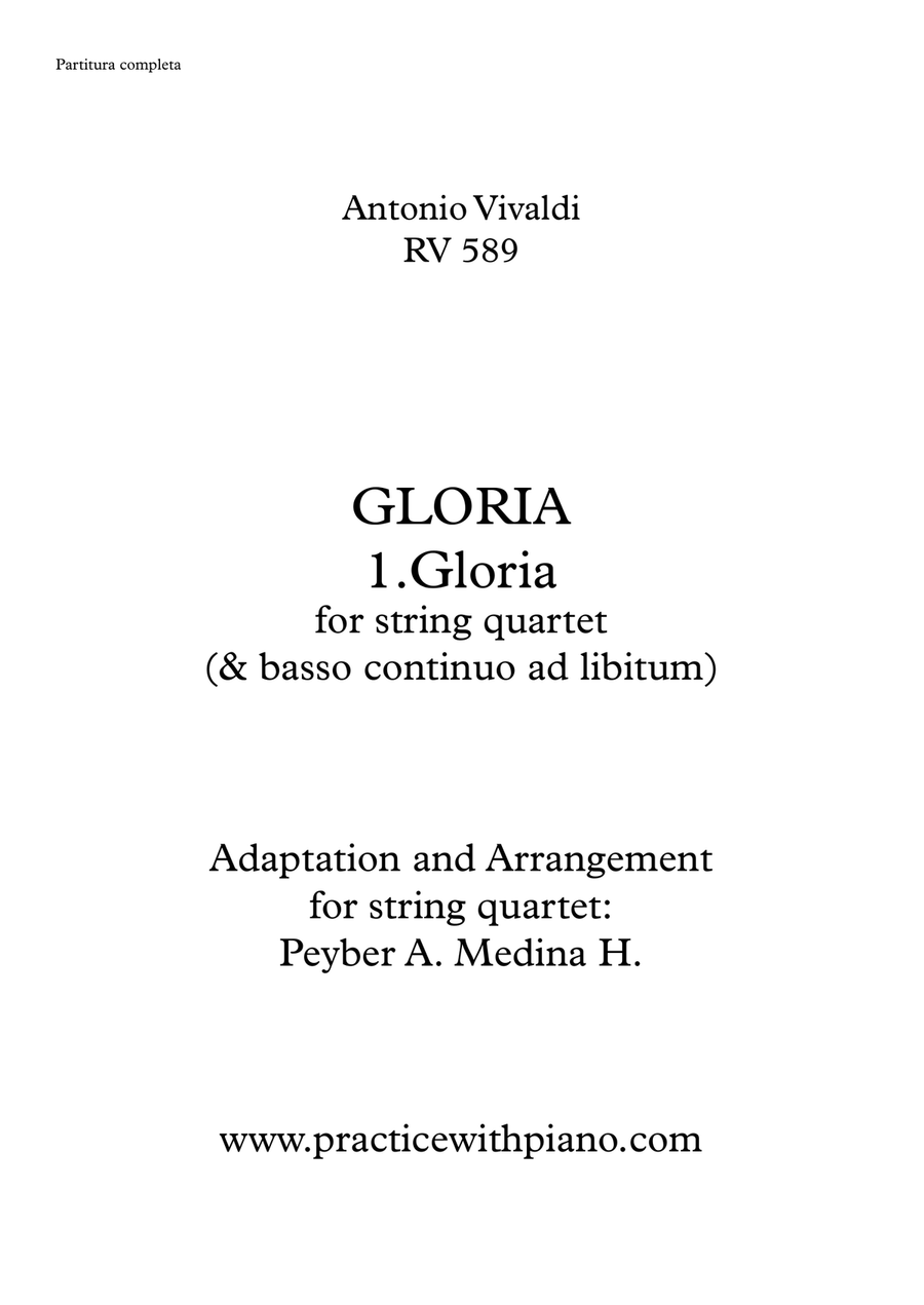 Vivaldi - RV 589, GLORIA - 1. Gloria, for string quartet String Quartet scores gallery preview page 1