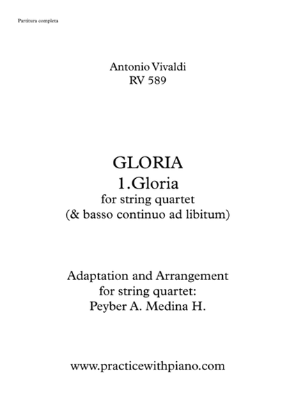 Vivaldi - RV 589, GLORIA - 1. Gloria, for string quartet image number null