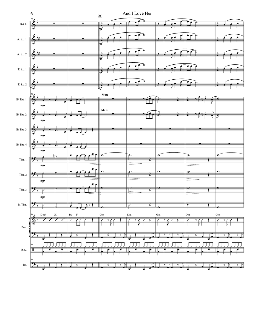 Medley: Yesterday with And I Love Her Jazz Ensemble scores gallery preview page 6