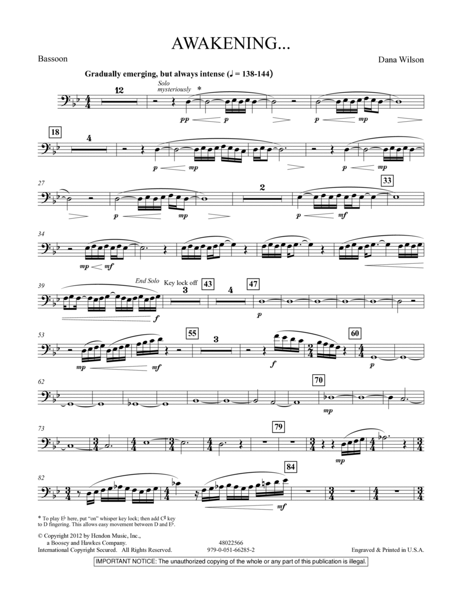 Awakening... - Bassoon Concert Band scores gallery preview page 1