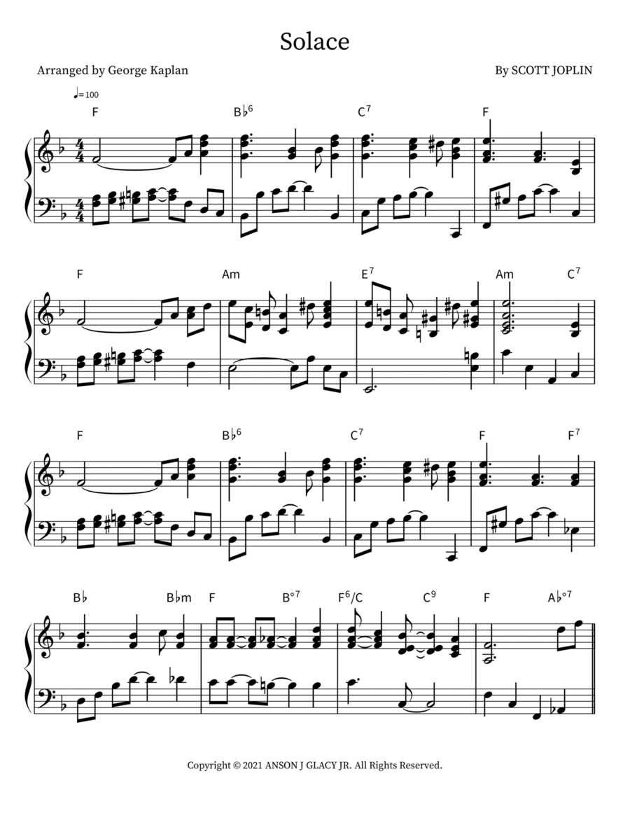 Solace Piano scores gallery preview page 1