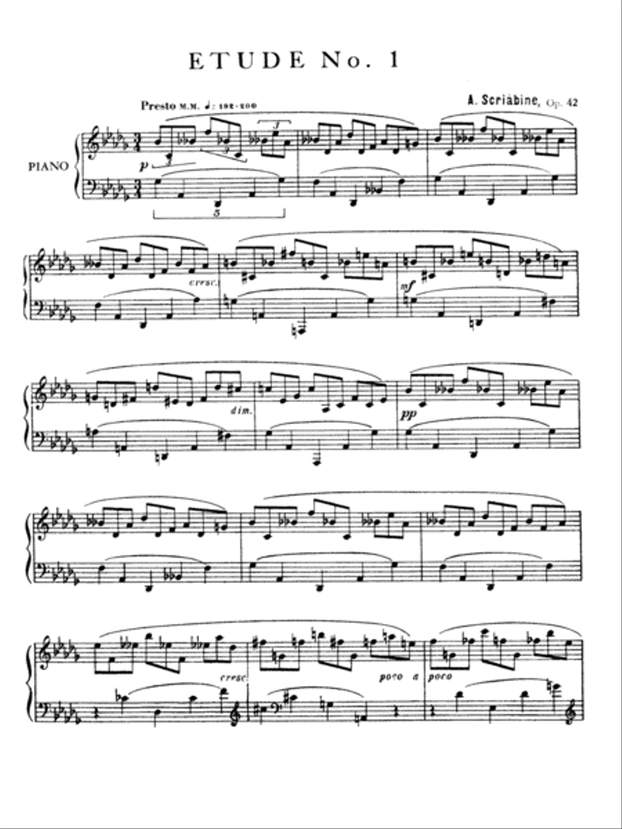 Scriabin: Eight Etudes, Op. 42 Piano Method scores gallery preview page 1