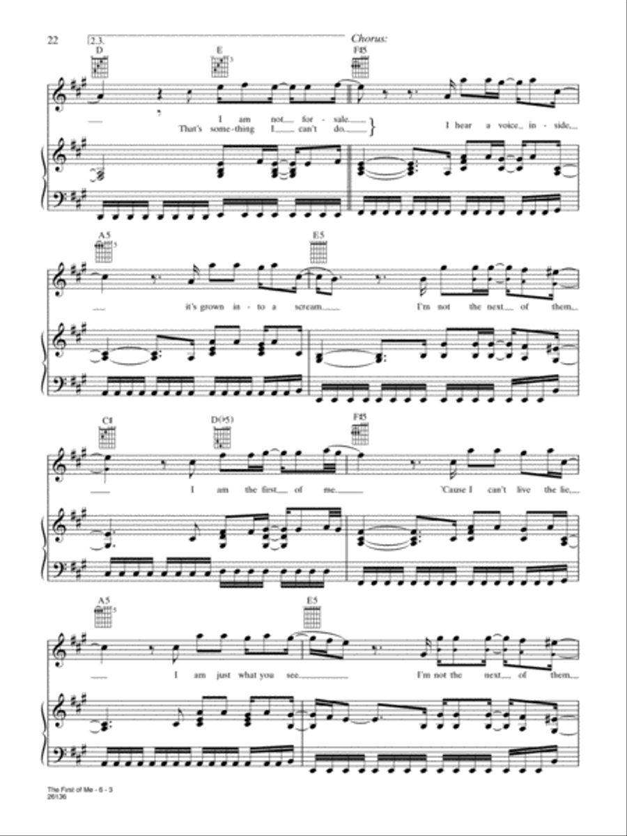 The First Of Me Piano, Vocal, Guitar scores gallery preview page 3