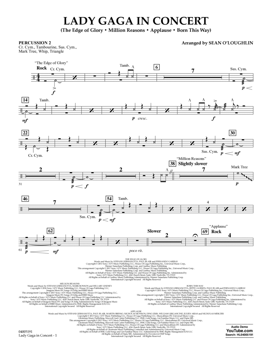 Lady Gaga in Concert - Percussion 2 Percussion scores gallery preview page 1
