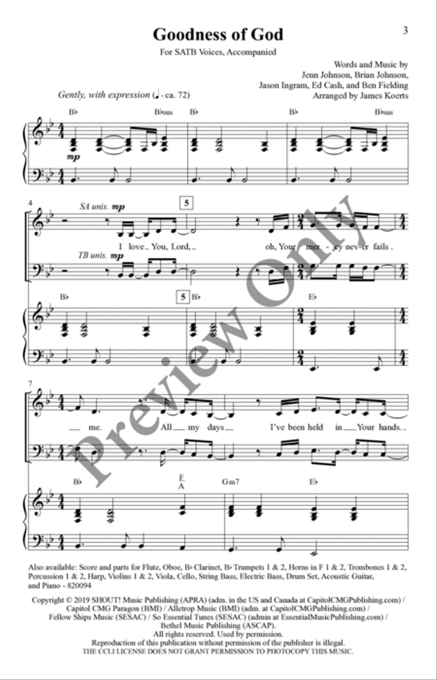 Goodness of God 4-Part scores gallery preview page 2