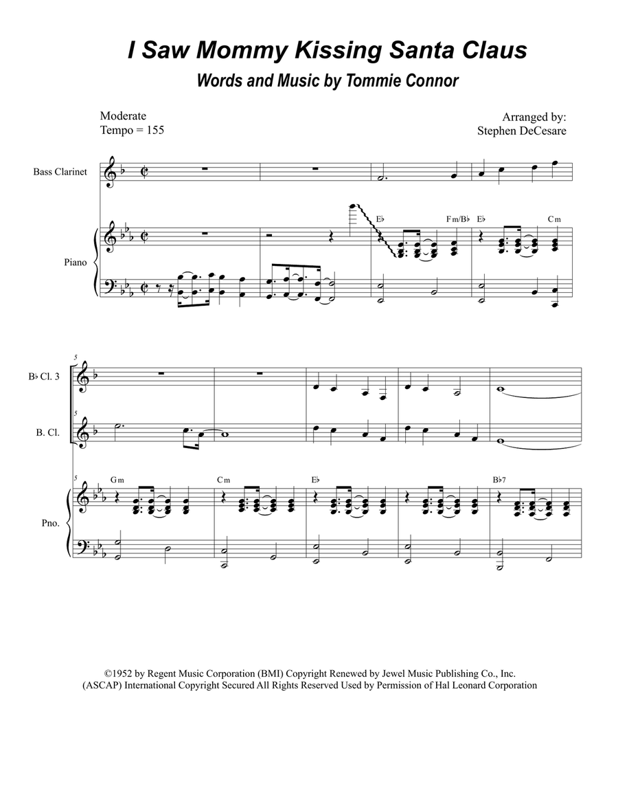 I Saw Mommy Kissing Santa Claus Clarinet Choir scores gallery preview page 1