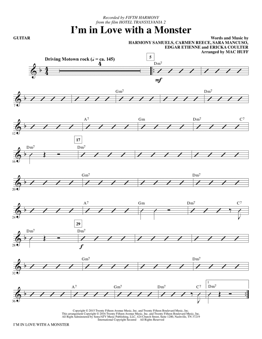 I'm in Love with a Monster - Guitar Choir scores gallery preview page 1