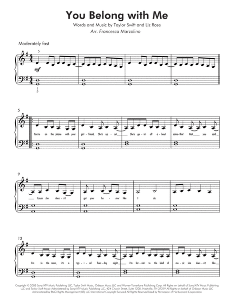 You Belong With Me (Easy Piano) image number null