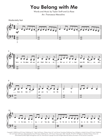 You Belong With Me (Easy Piano) image number null