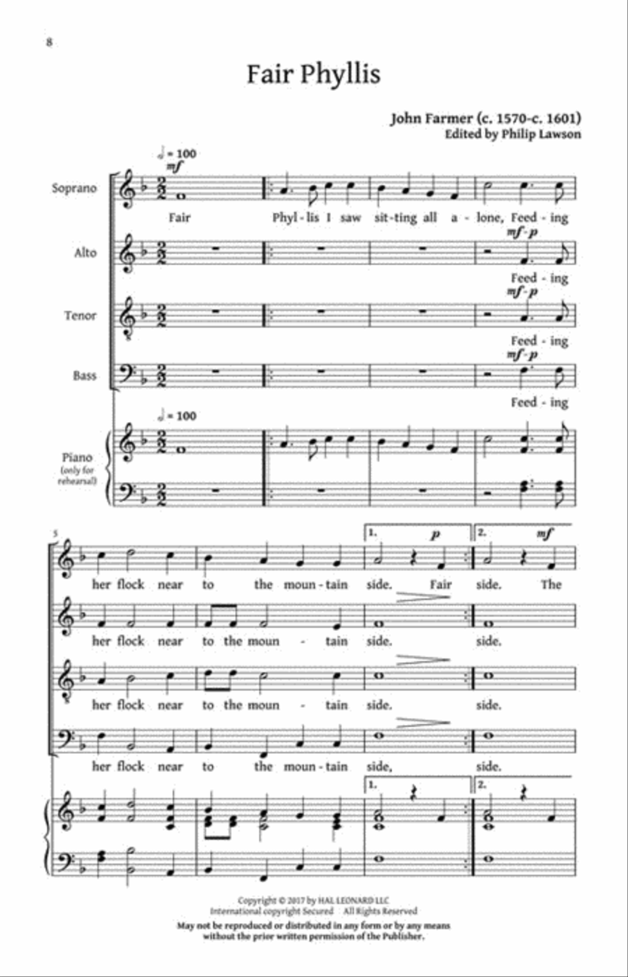 Phyllis and Amaryllis 4-Part scores gallery preview page 3