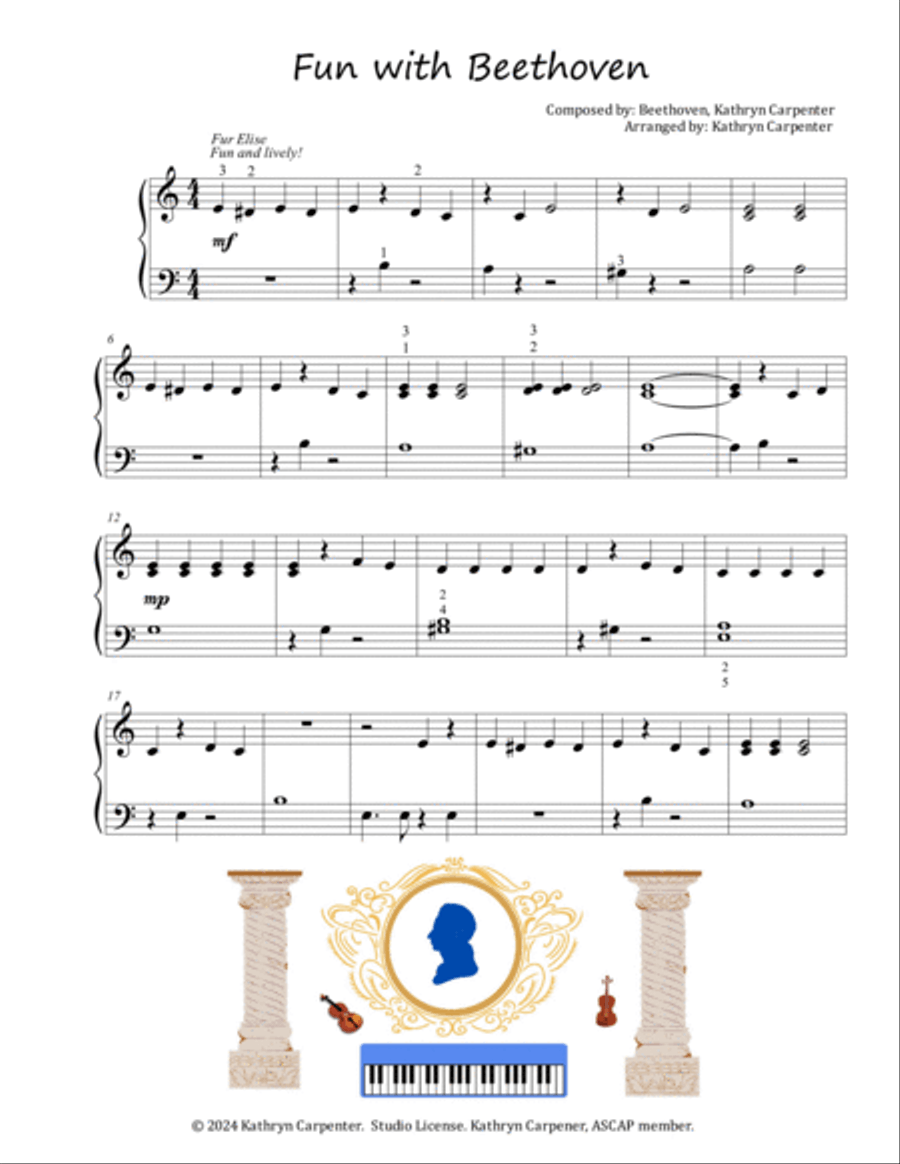 Fun with Beethoven (Easy Piano, Studio License) Piano Method scores gallery preview page 2