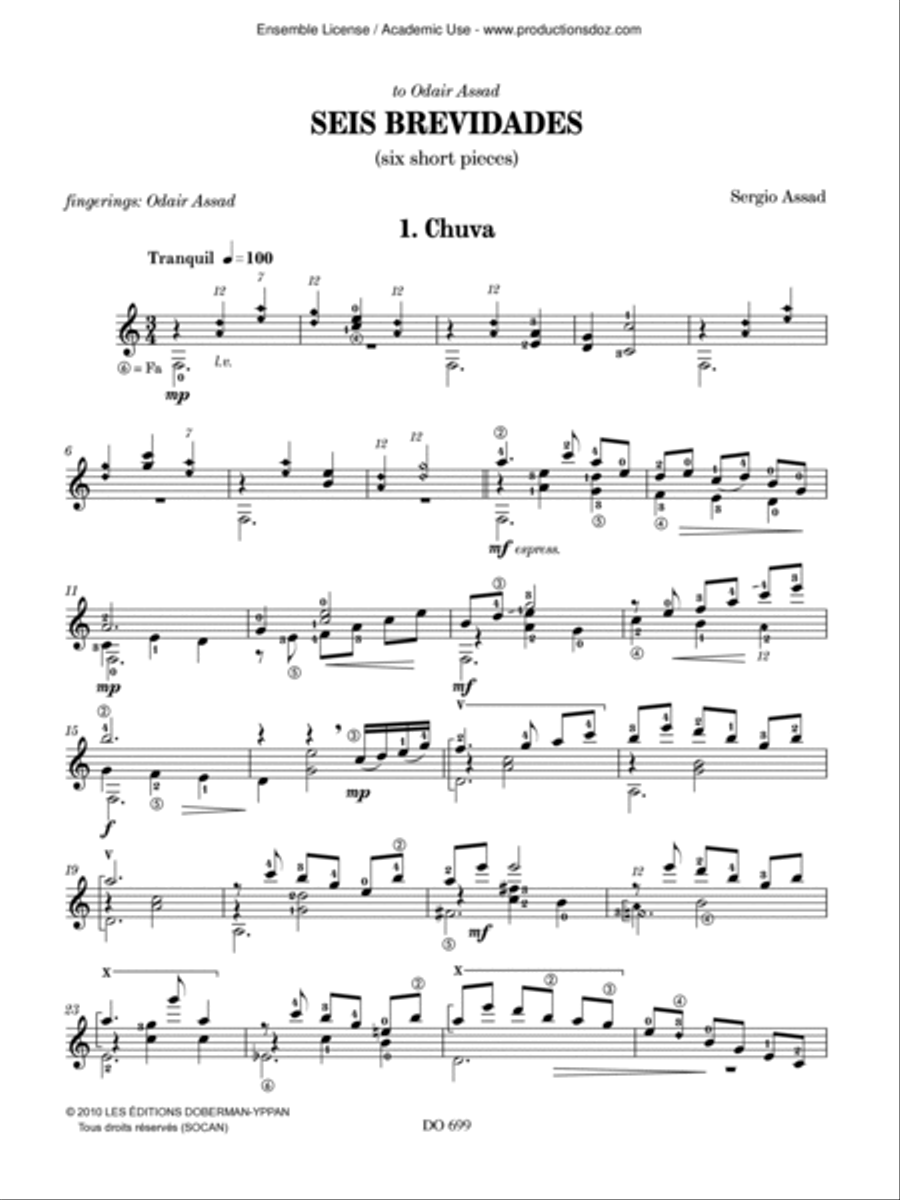Seis Brevidades (six short pieces) Classical Guitar scores gallery preview page 2