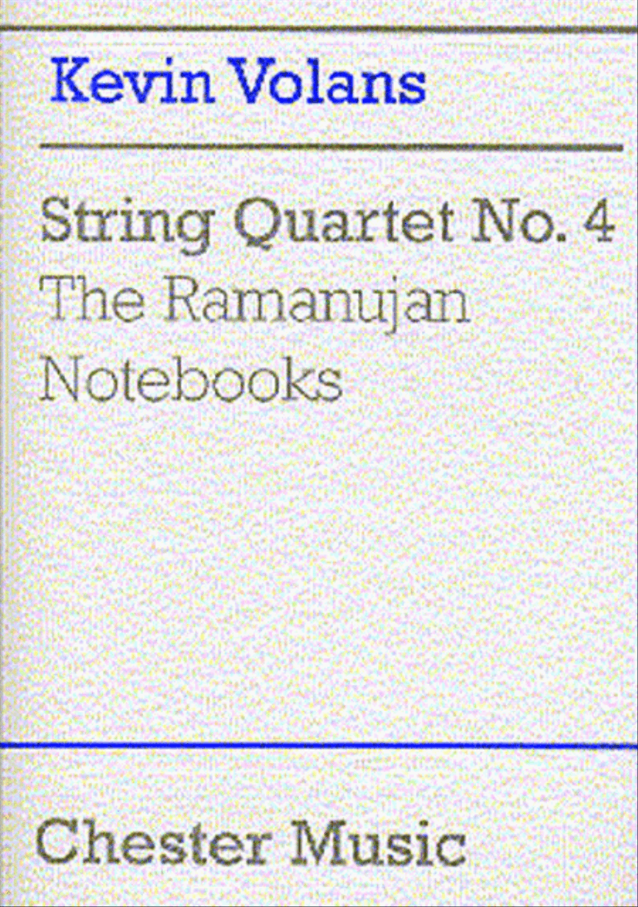 Kevin Volans: String Quartet No. 4 'The Ramanujan Notebooks' (Score) String Quartet scores gallery preview page 1