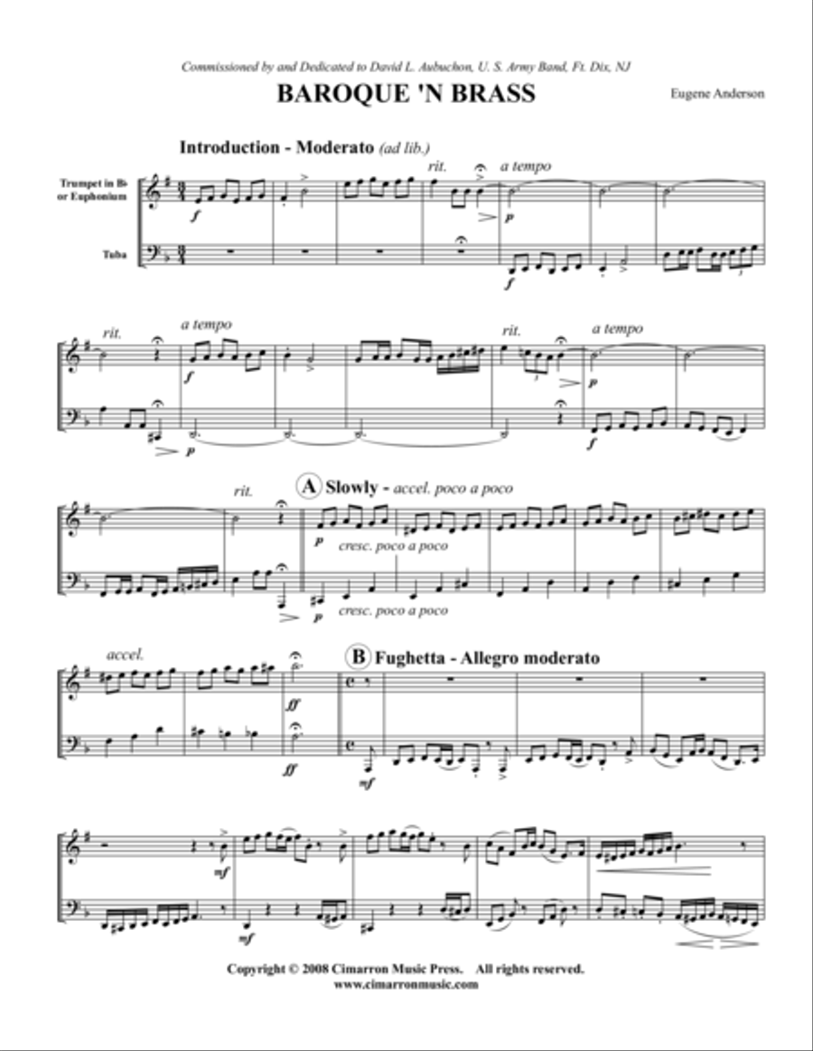 Baroque 'n Brass Baroque 'n Brass Brass Duet scores gallery preview page 1